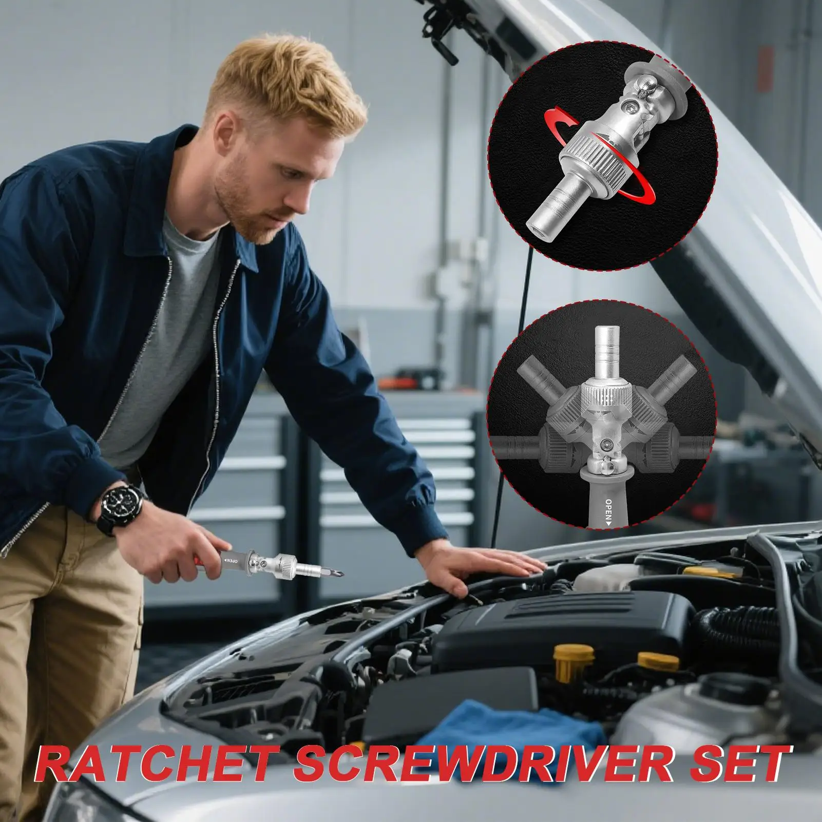 Screwdriver Ratchet Ratchet Screwdriver Kit Anti-slip Rubber Grip Multi-angle Tools For Repair Assembly Maintenance Automotive