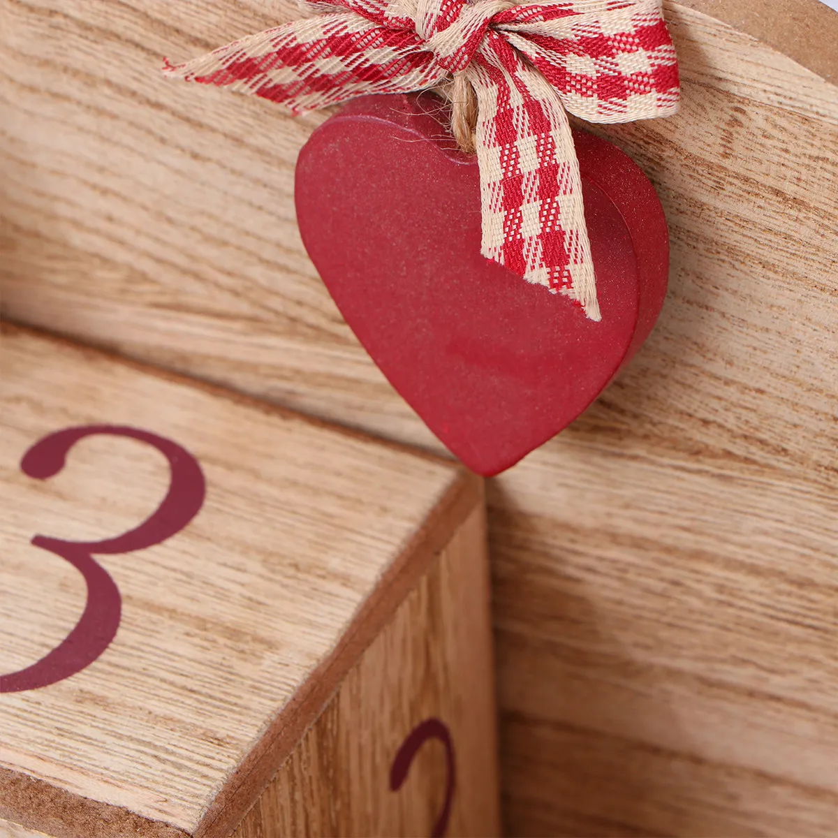 1Pcs Wooden Perpetual Calendar European Rural Style Manual Change Calendar Creative Desktop Decoration Photography Prop Red
