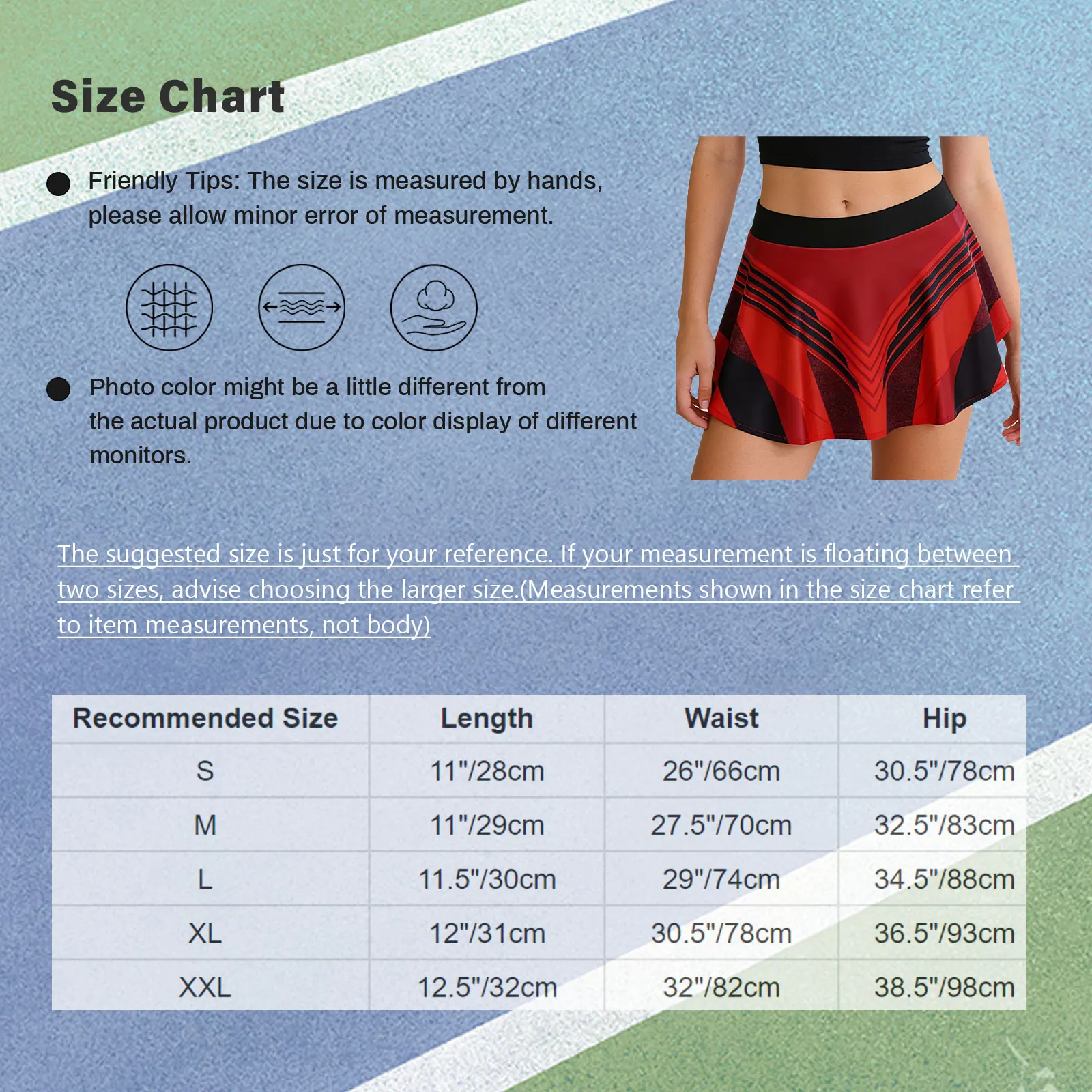 

Women Tennis Skirt with Built in Shorts Side Split Elastic Waistband Breathable Quick Dry Stretchy Lightweight for Badminton