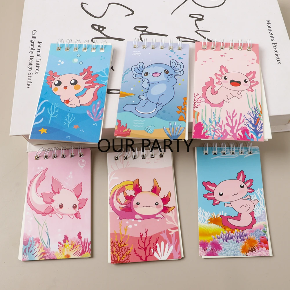 12 Stück Cartoon Meerestier Axolotl Thema Tragbares Spiralnotizbuch Mini-Notizblock für Kinder Geburtstagsparty-Geschenke Schulbelohnungen – Detail 5