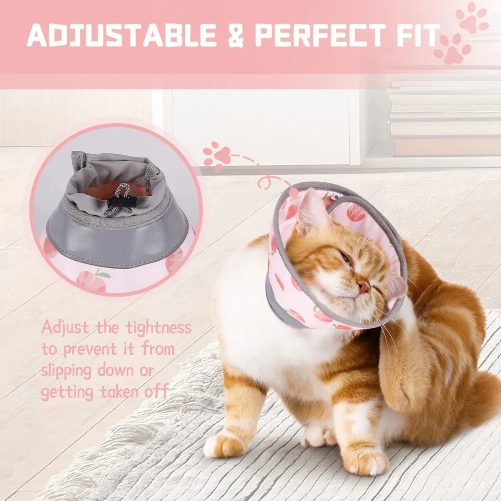 Adjustable Cat Recovery Collar Lightweight Anti Scratch Pet Cone Collar Anti-Bite Easy To Eat and Drink Elizabethan Collar