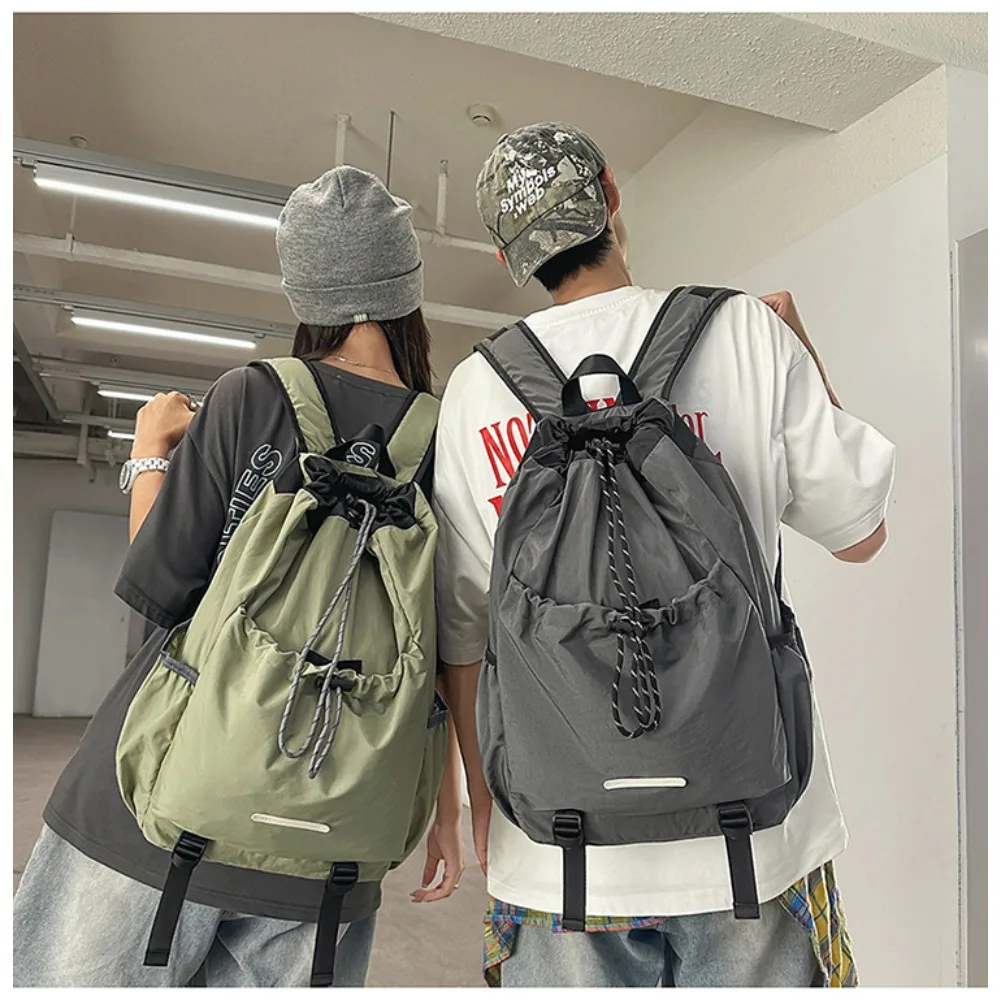 Lightweight nylon fabric simple student schoolbag, large-capacity waterproof women's hiking backpack, sports men's bag