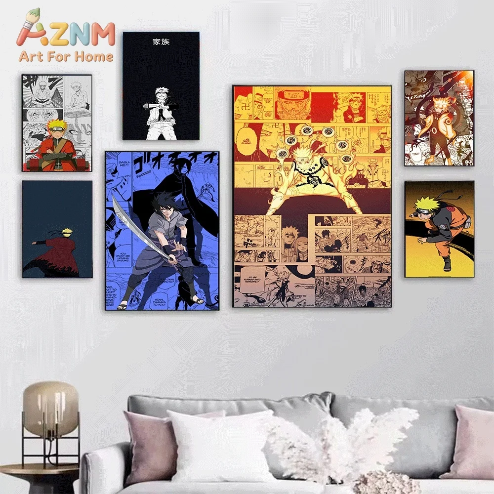 Naruto Uzumaki Six Paths Mode Anime Canvas Wall Art Print Poster Unframed Canvas Painting Home Bedroom Living Room Wall Decor