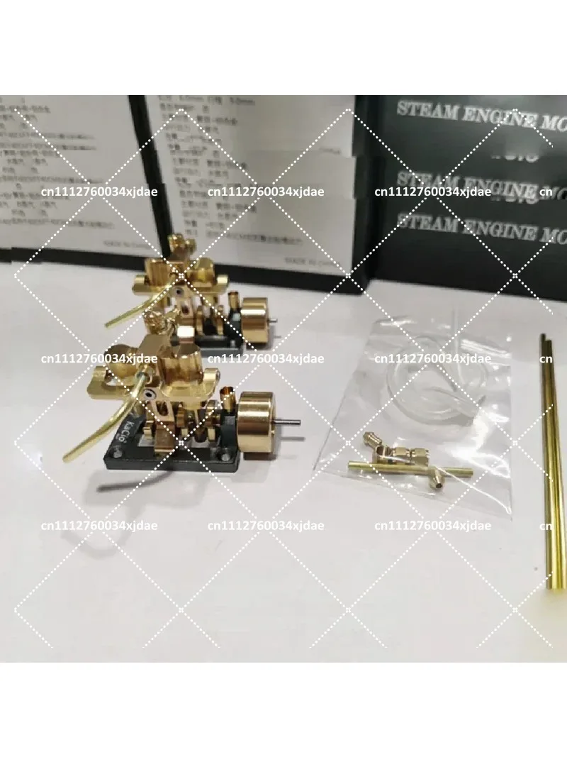 Retro Mini Inline Twin Cylinder Steam Engine Model Physics Experiment Toy for Boat Models Within 40cm