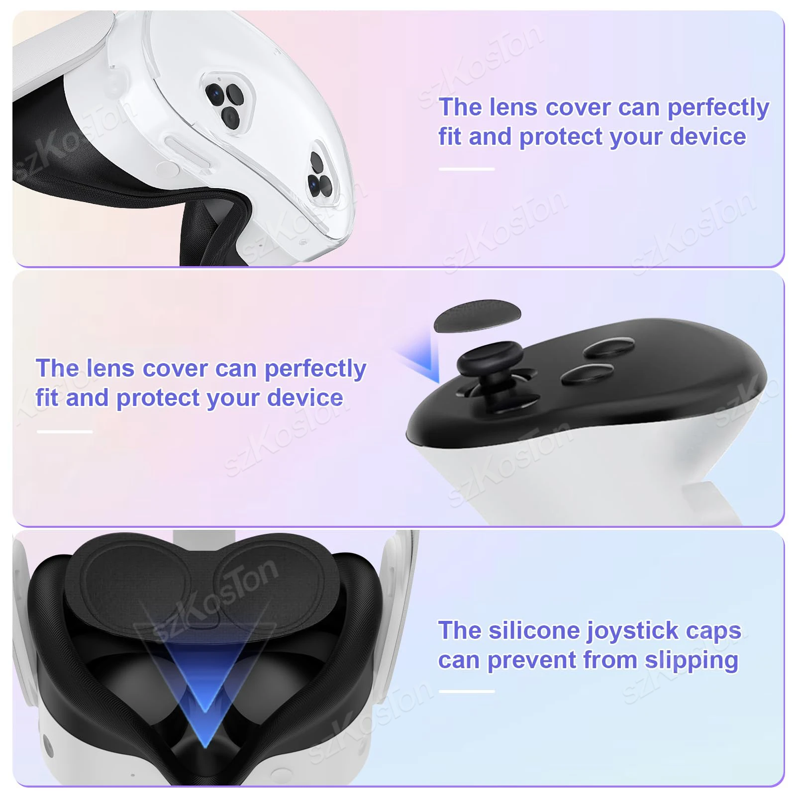 مجموعة غطاء حماية لـ Meta Quest 3S حافظة شفافة من مادة TPU وغطاء عصا التحكم لملحقات Meta Quest 3S
