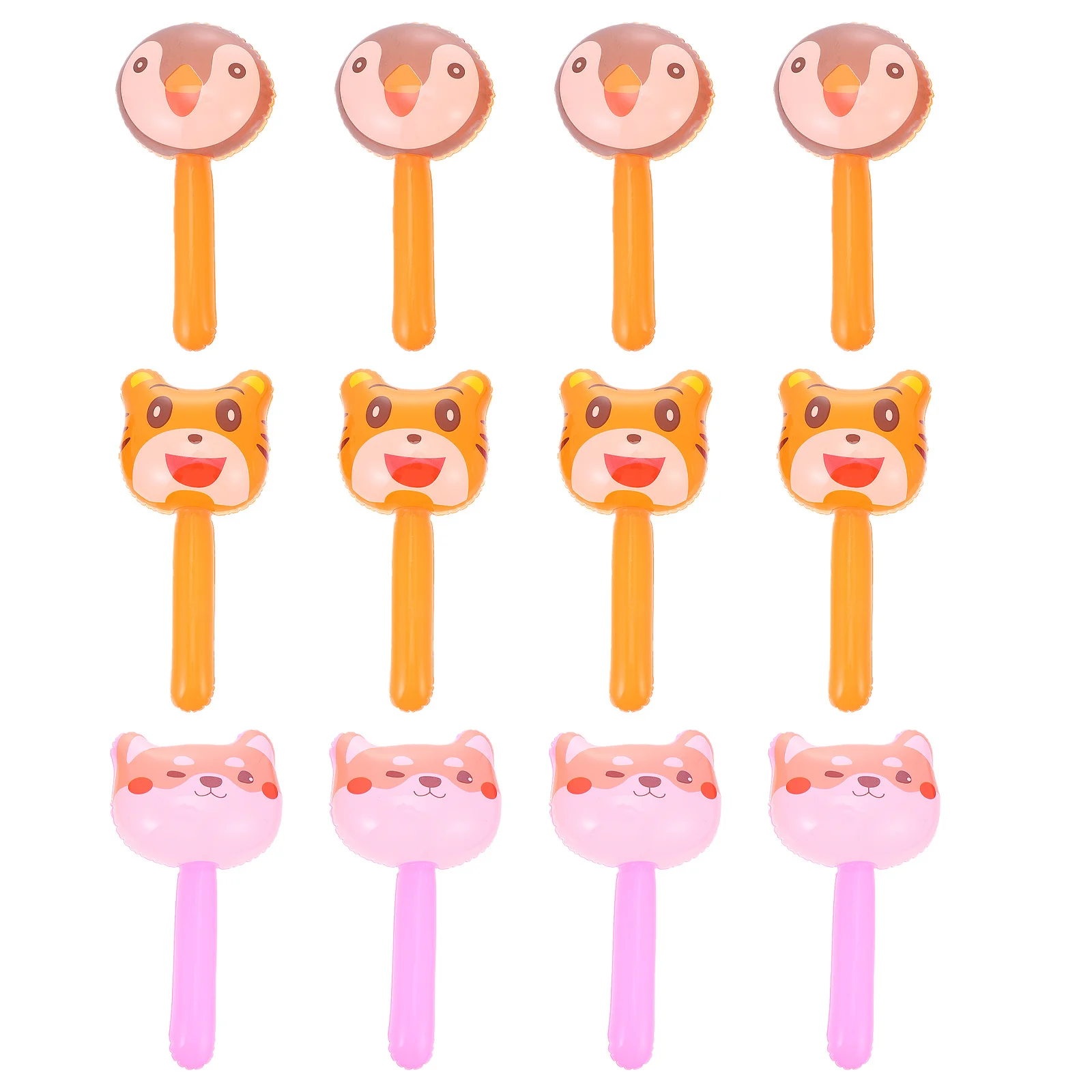 12Pcs Inflatable Animals Stick Jungle Fox Tiger Eagle Blow Up Balloons Party Favors Decoration Animals Blow Up Toys