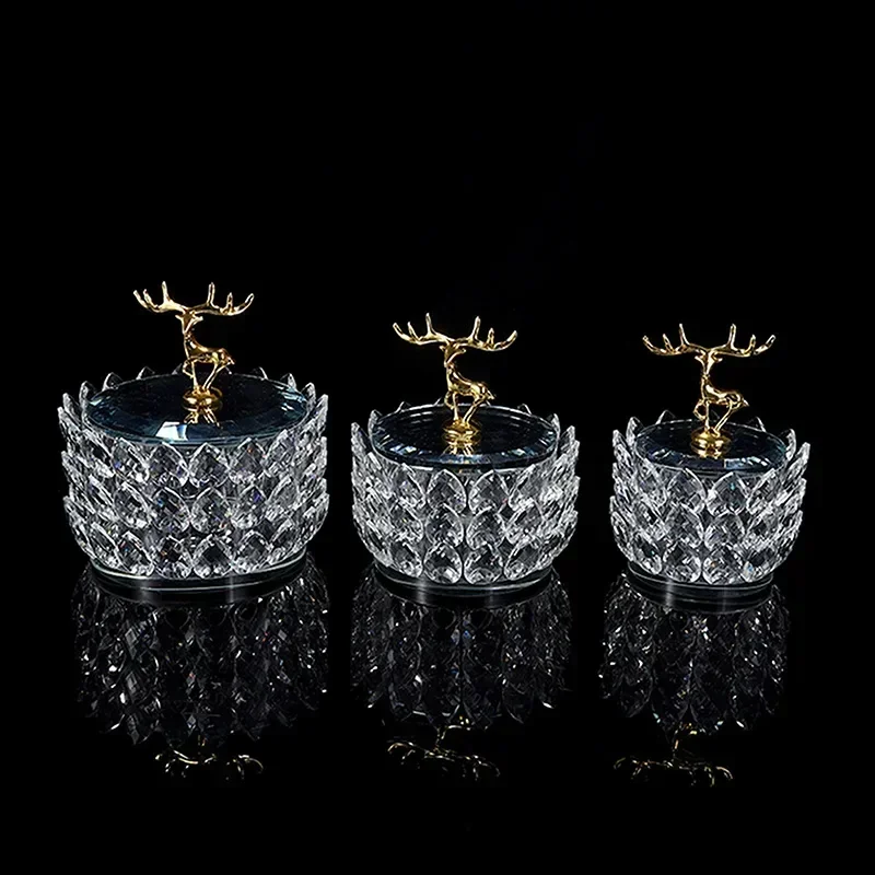 

New Glass Crystal Jewellery Box Series Scandinavian American Metal Deer Head Glass Decorative Storage Box Home Decor