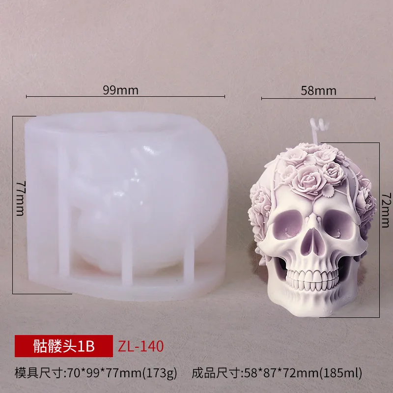 3D Rose Skull Flower Silicone Candle Molds Halloween Skull Decoration Crafts Plaster Resin Cement Mold DIY Hand Soap Making Tool