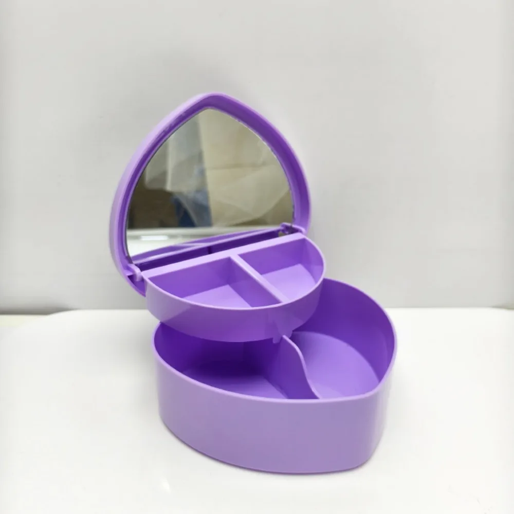 Heart Shape Jewelry Box Double Layer with Mirror