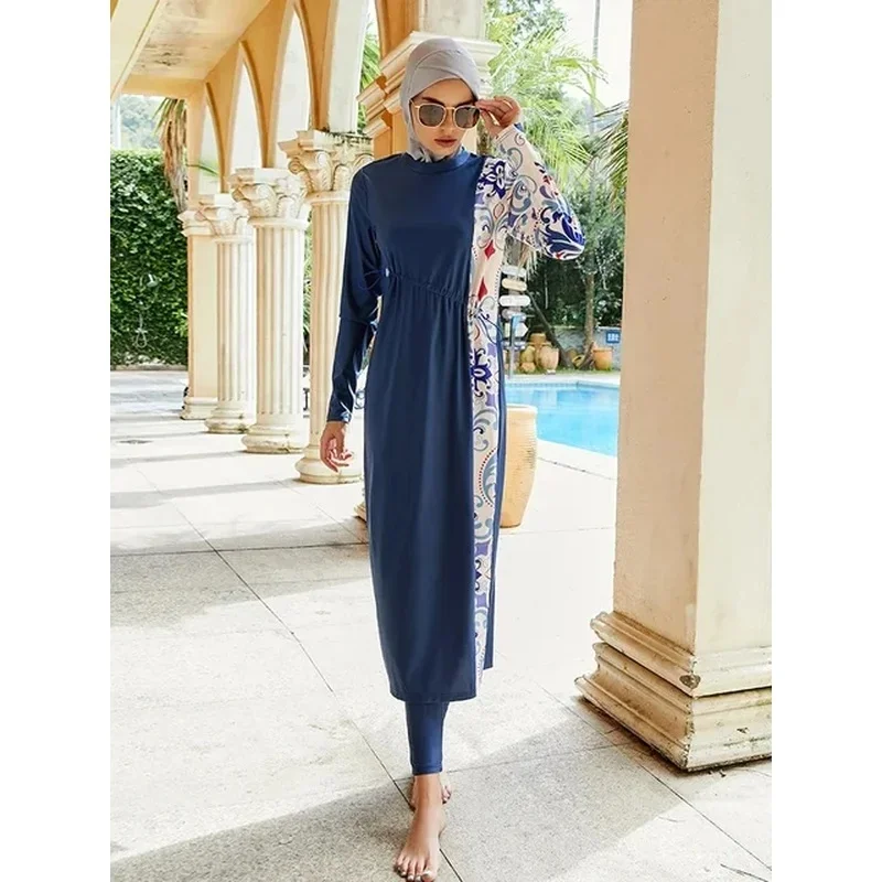 

Burkini Muslim Swimwear 2023 Swimming Suit For Women Modest Swimsuit Islamic Clothing Sets Fashion Long Dress Turban Full Cover