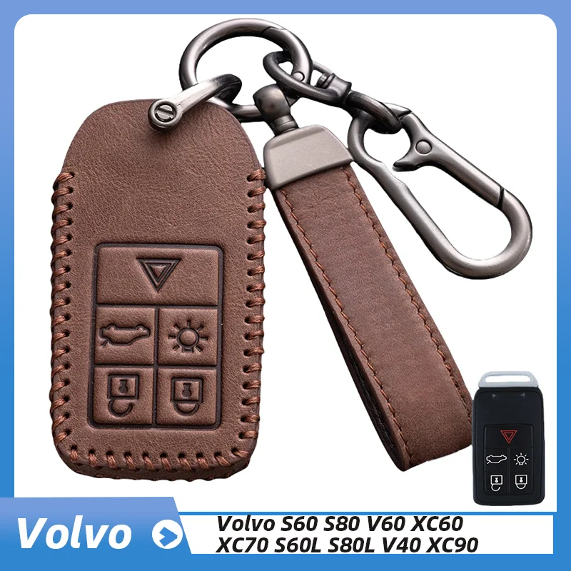 

5/6 Buttons Leather Car Remote Key Shell For Volvo S60L XC60 S80L V60 V40 Fob New Car Key Case Cover Replacement