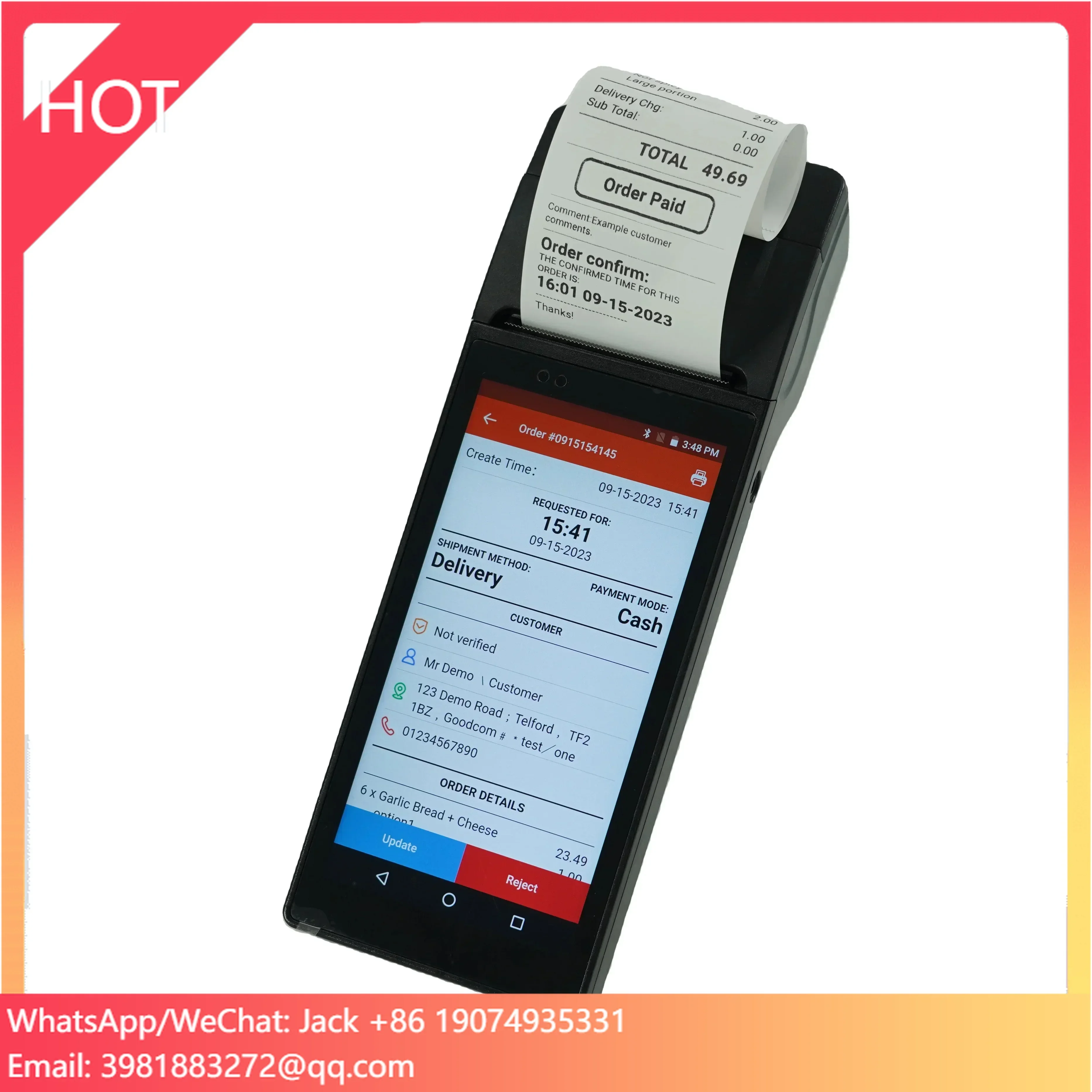 

Сенсорный Android POS-терминал с системой POS для онлайн-заказа еды