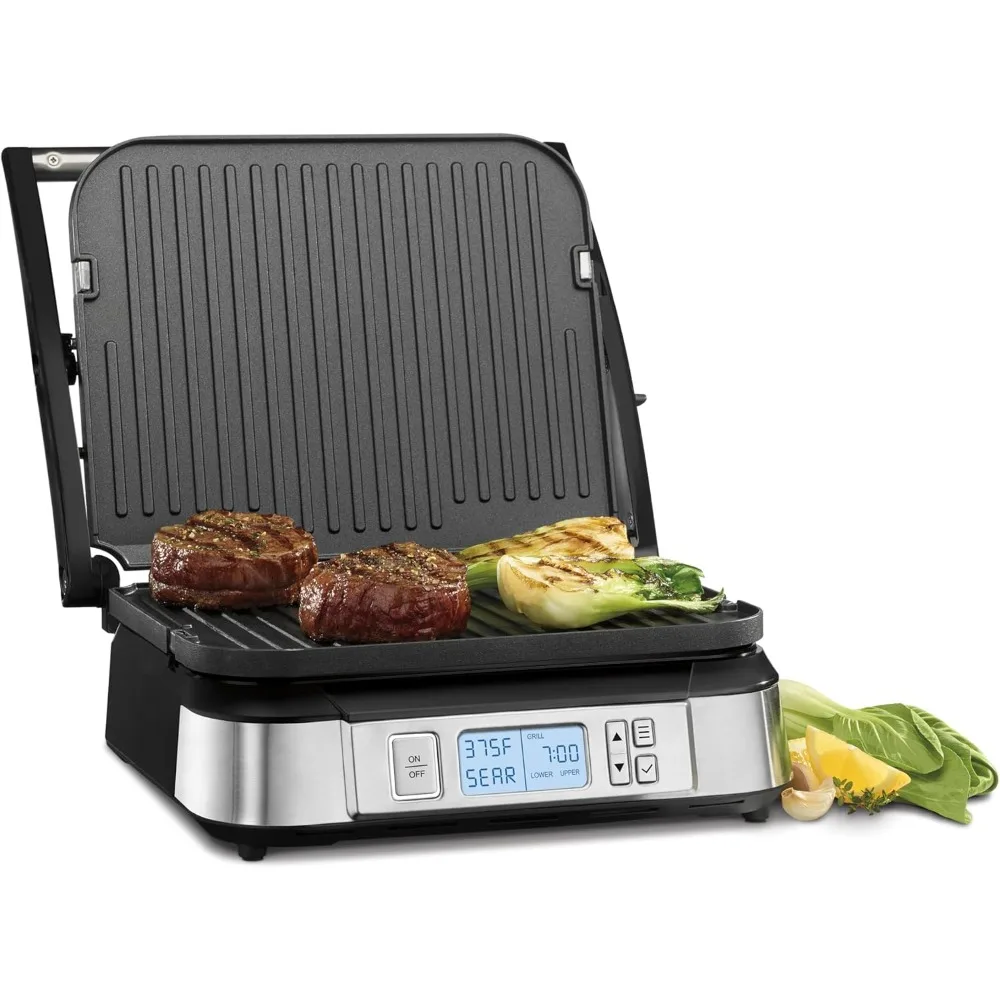 Electric Steak Grill, LCD Display and Digital Controls, Provides Independent Temperature Control, Steak Grill