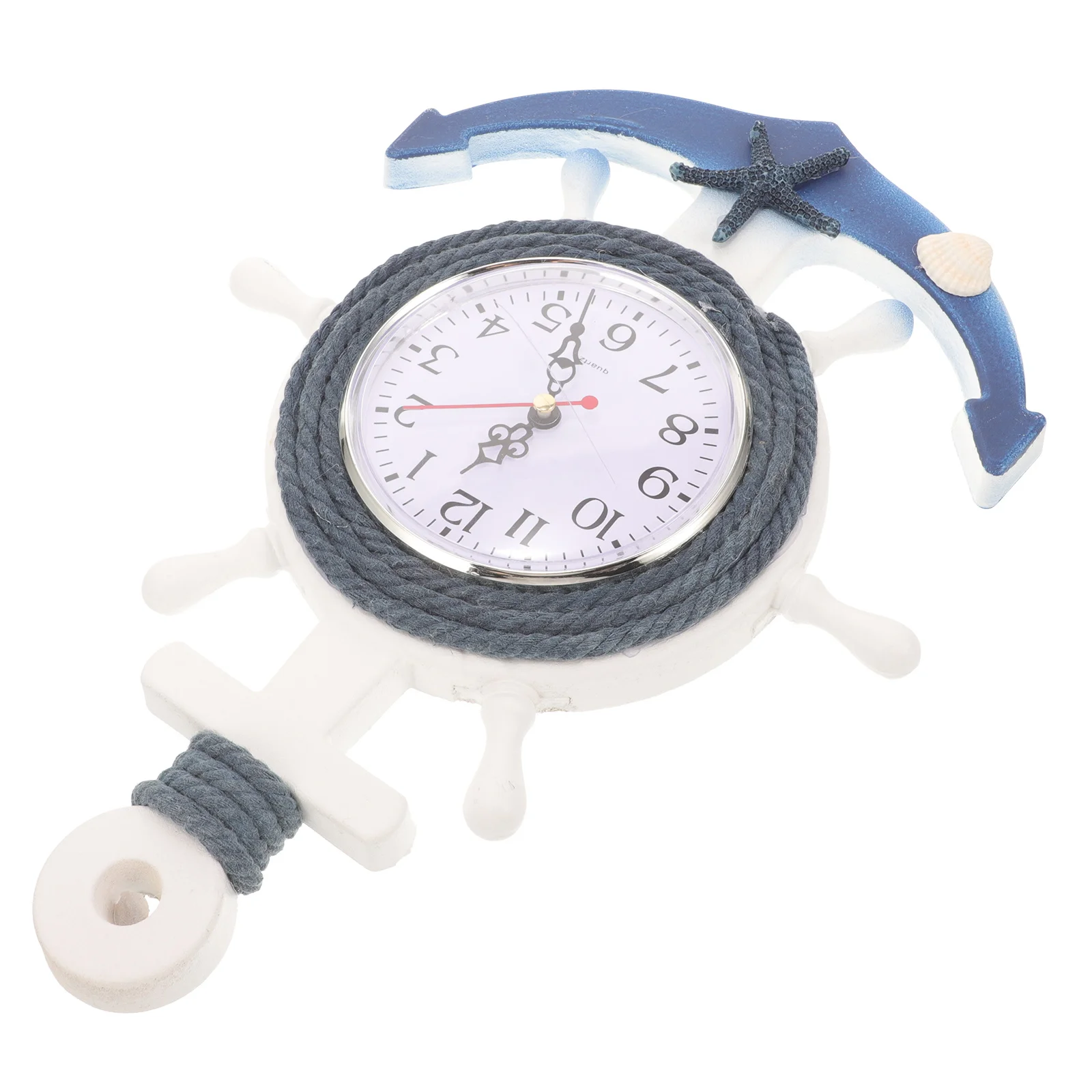 ساعة حائط على طراز البحر الأبيض المتوسط، قارب بلاستيكي خشبي مع ديكور منزلي على شكل نجمة، سطح مرآة شفاف للتعليق على الحائط