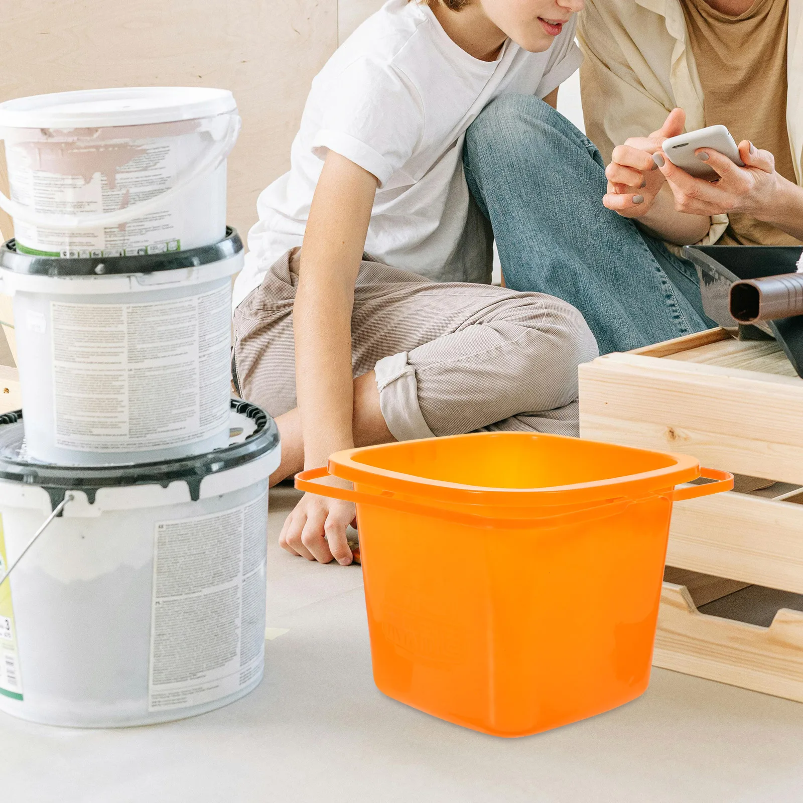 

Plastic Beach Bucket Square Paint Can Lightweight Durable Multipurpose Storage for Pigment Paint Cleaning Garden Home Plastic