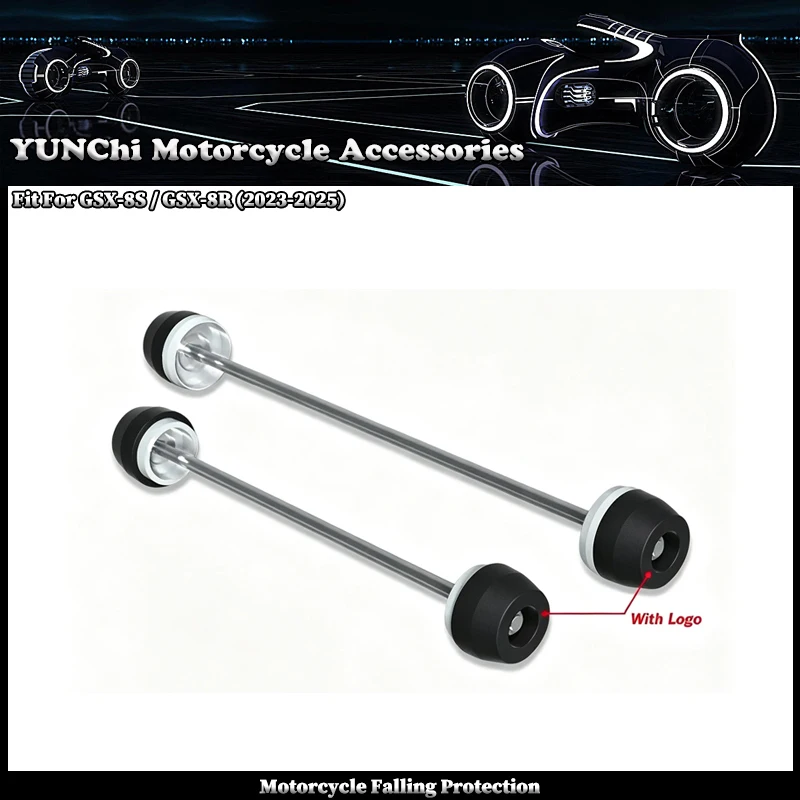 With logo Motorcycle Front & Rear Axle Fork Crash Sliders Wheel Protector Fit For SUZUKI GSX-8S GSX-8R 2023-2025 GSX8S GSX8R