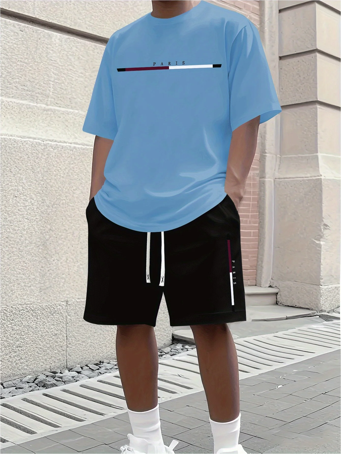 الصيف سريعة الجافة الرجال مجموعة أنيق رياضي مجموعة عادية تنفس قصيرة الأكمام ثلاثية الأبعاد مطبوعة تي شيرت رياضي + شورت كرة السلة مجموعة