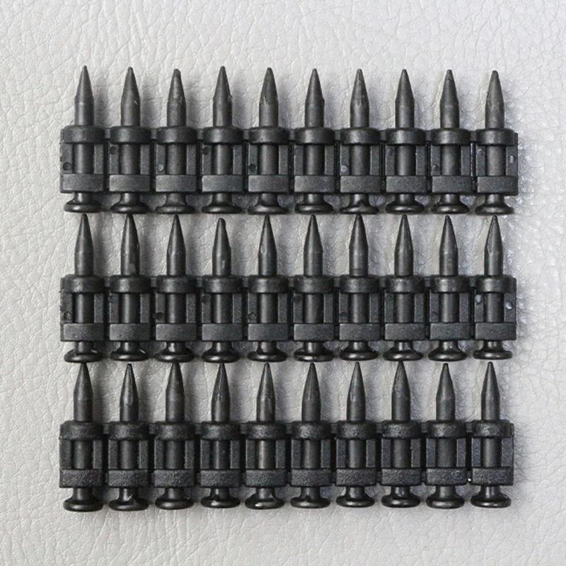 black rows of steel nails for electric nail gun concrete