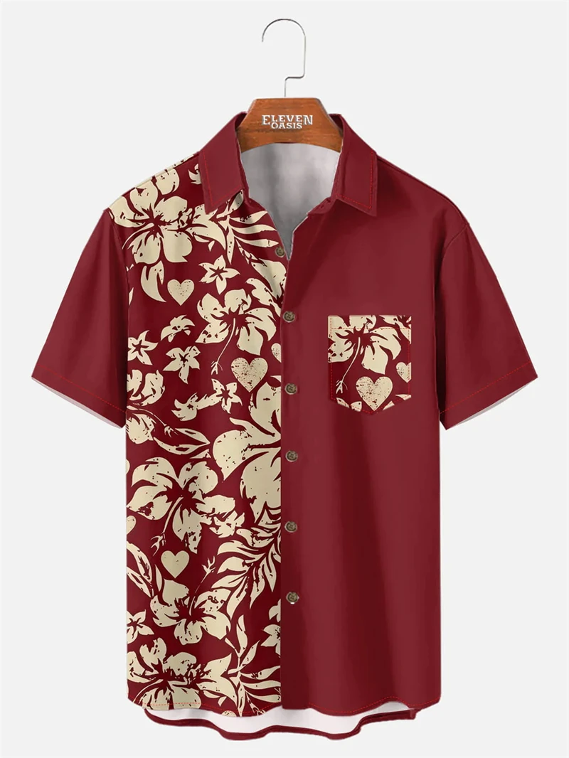 Valentine Day Couple Shirts 3D Print Pattern Trendy Shirts For Men Women New Arrival Summer Short Sleeve Button Up Blouse Tee