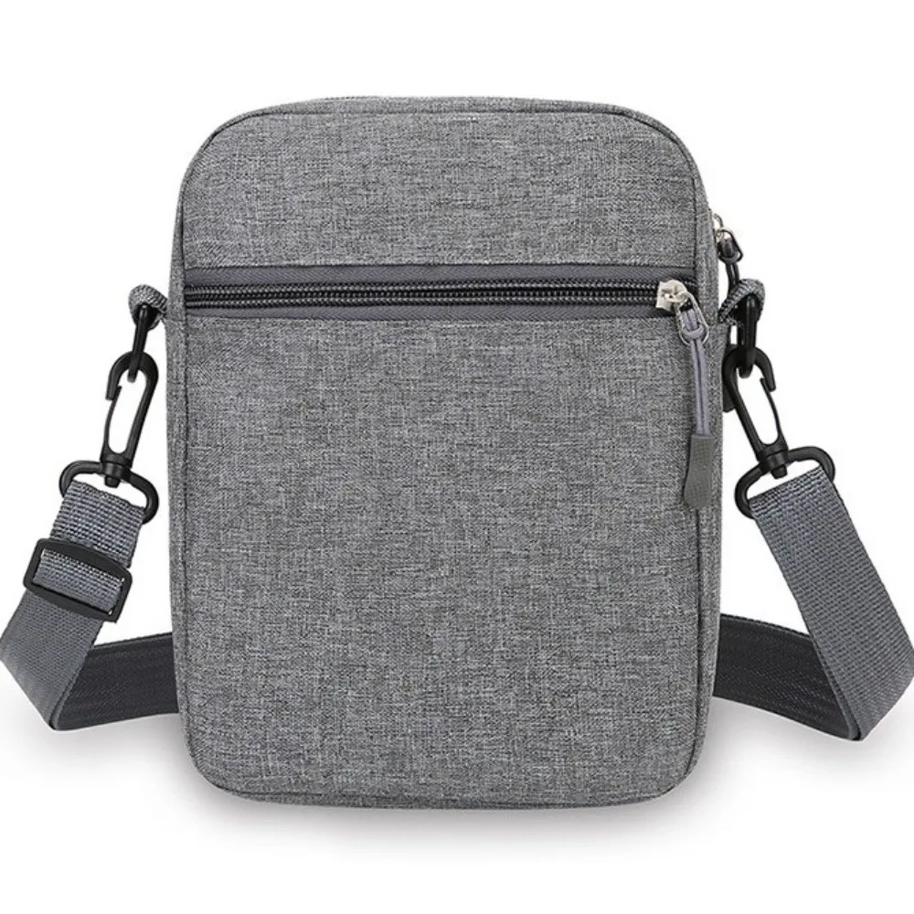 Fashion Nylon Men Shoulder Bag Simple Handbag Multi-pocket Solid Color Crossbody Bag with Zipper Lightweight Travel Phone Bag