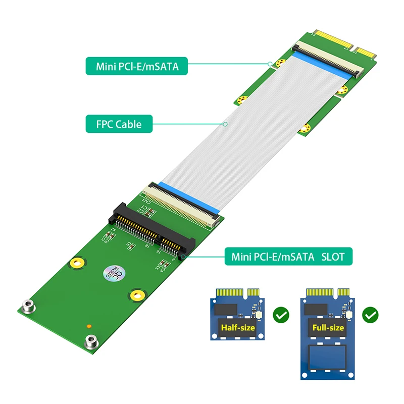 Half/Full Size Mini PCIE to Mini PCI Express Wifi Card Adapter Cable Half/Full mSATA to mSATA SSD Converter Extender for Desktop