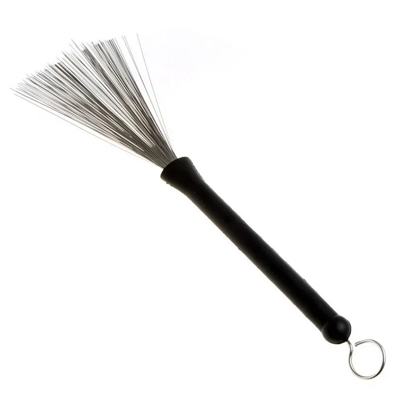 Homeland 1 Piece of Drum Brush Retractable Wire Strands Loop End Rubber Handle Jazz Black Smoothrubber Drum Brush