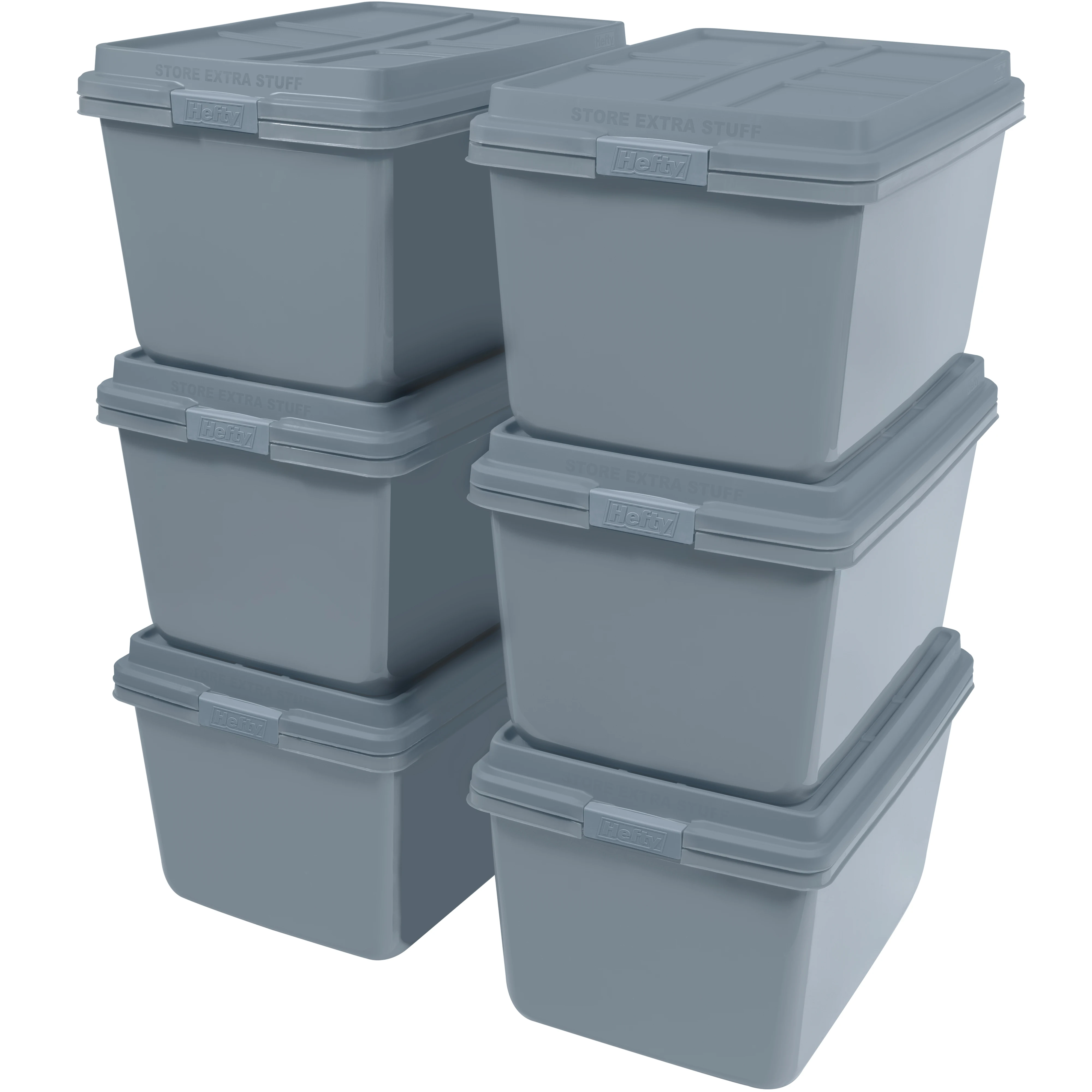 

6-Pack Smoke Blue Plastic Storage Totes, 18-Gallon, Durable & Stackable