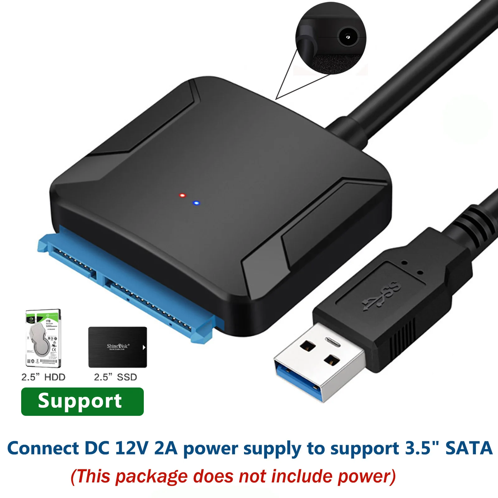 Sata to USB 3.0 Adapter 7+15 Pin Converter Cable Hard Drive Converter Cable for 2.5