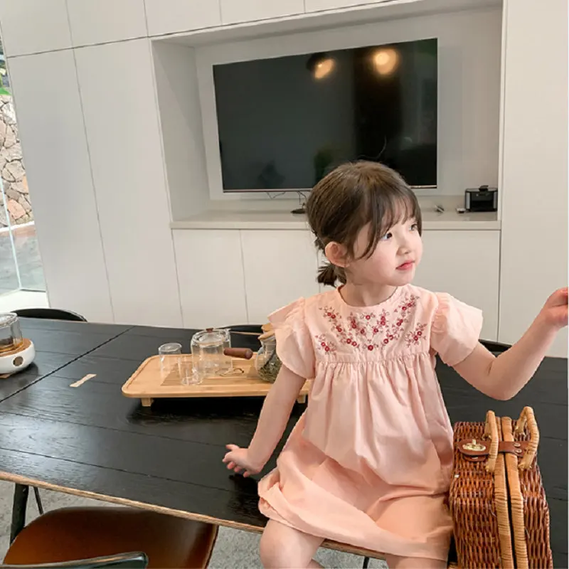 

Girls Skirt Embroidered Elegant Dress Princess 2025 Summer New Children's Clothing 3-8 Years Old Fashion