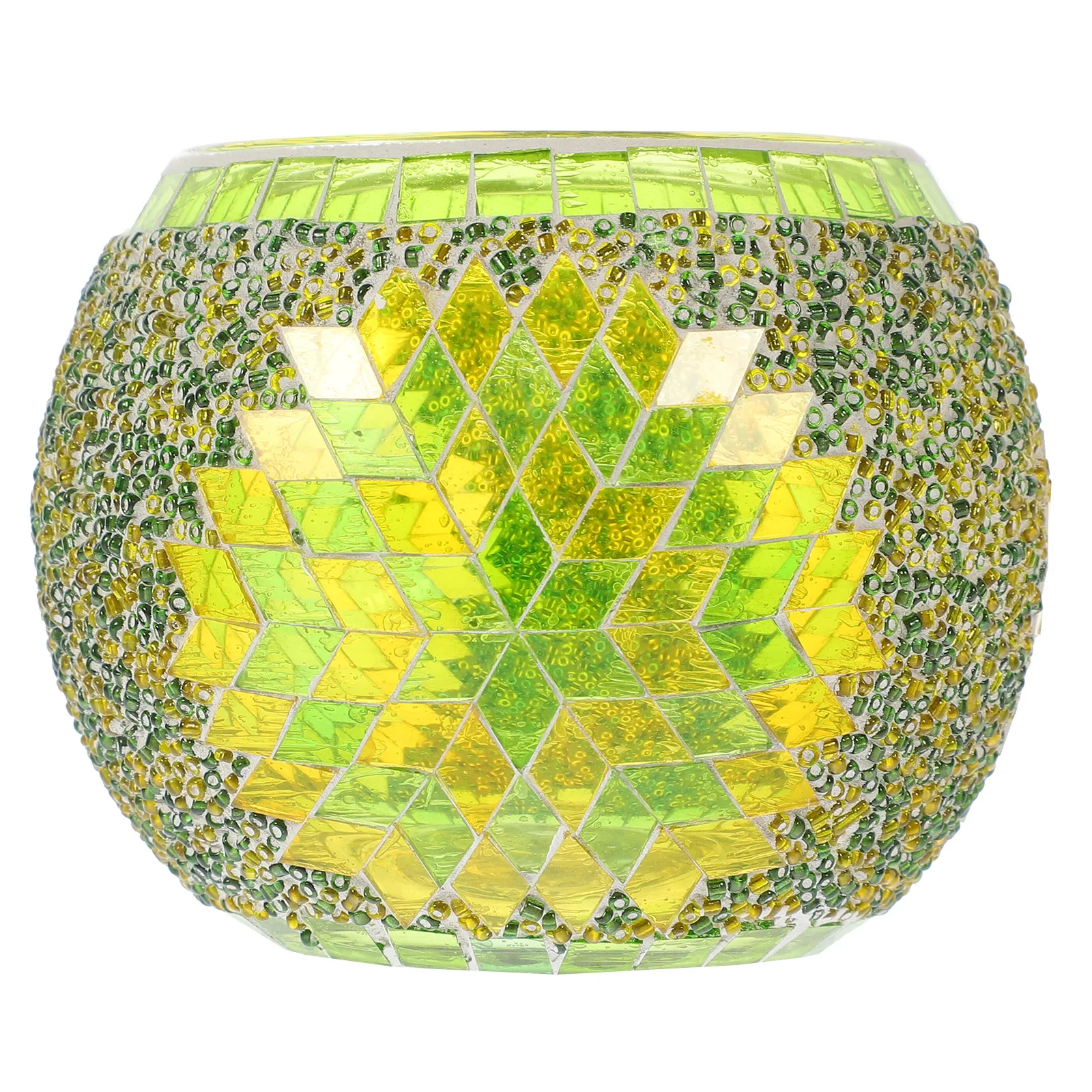 Soporte de vidrio de mosaico hecho a mano de estilo europeo, verde para luz de té, decoración del hogar, regalo de fiesta de boda, cuenco brillante de diseño único