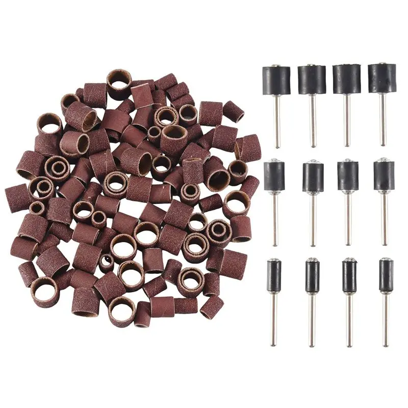 N96R 132 Pieces Drum Sander Set With Free Box Including 120 Pieces Nail Sanding Band Sleeves And 12 Pieces Drum Mandrels For Dre