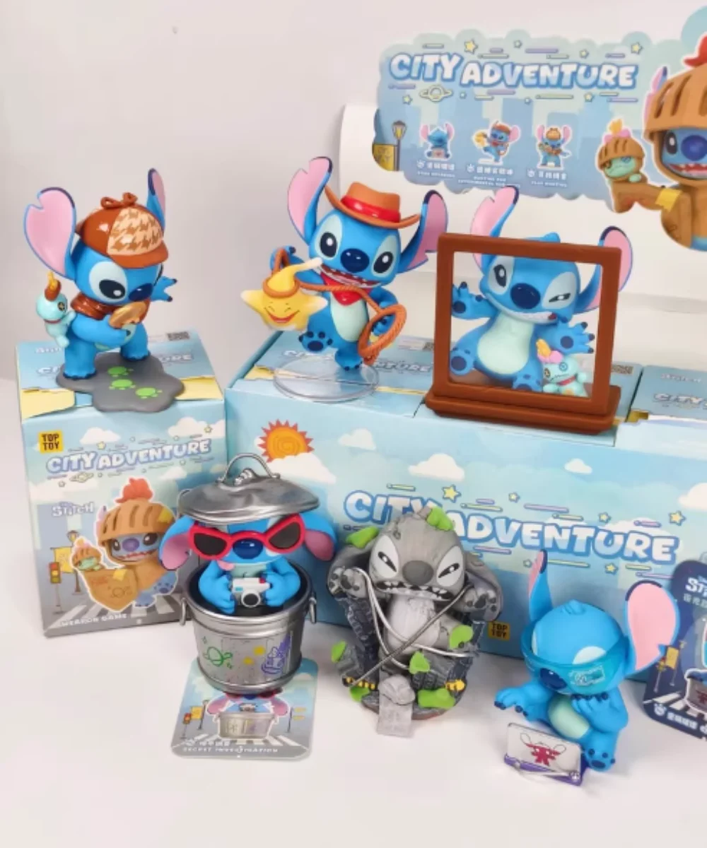 New Stitch City Adventure Series Blind Box Figurines Cartoon Character Doll Model Decoration Collection Toys Gift