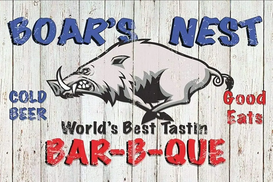 Metal Tin Sign Vintage Chic Art Decoration Boars Nest BBQ for Home Bar Cafe Farm Store Garage or Club 12inche X 16inche, L0 sign