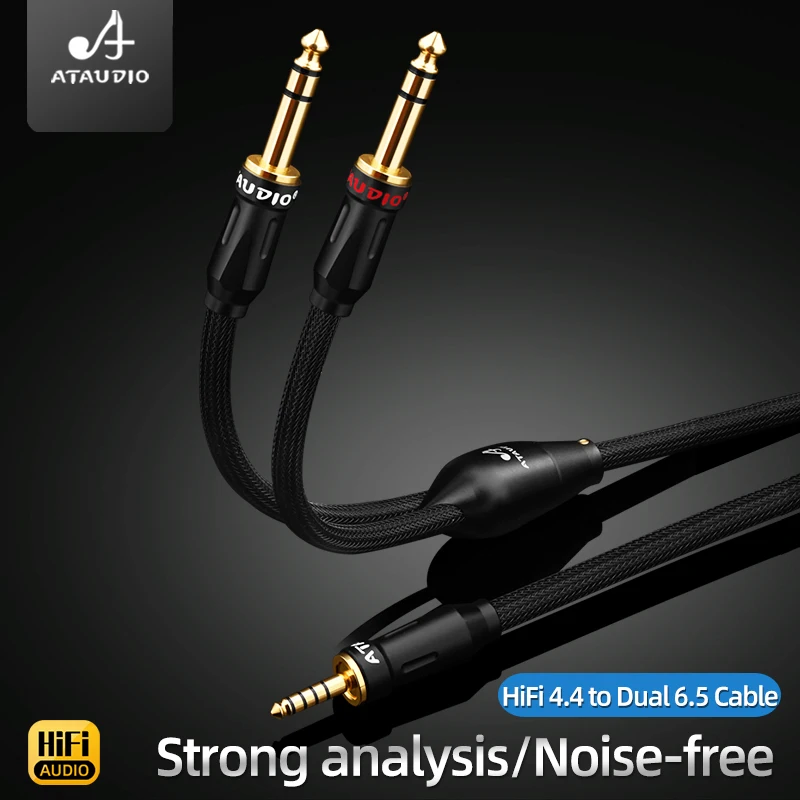 

ATAUDIO HiFi 4.4 to Dual 6.5 Audio Cable Hi-end 6N Pure Copper Wire Balanced 4.4mm to Stereo 6.5mm TRS Cable for Mixer Speaker