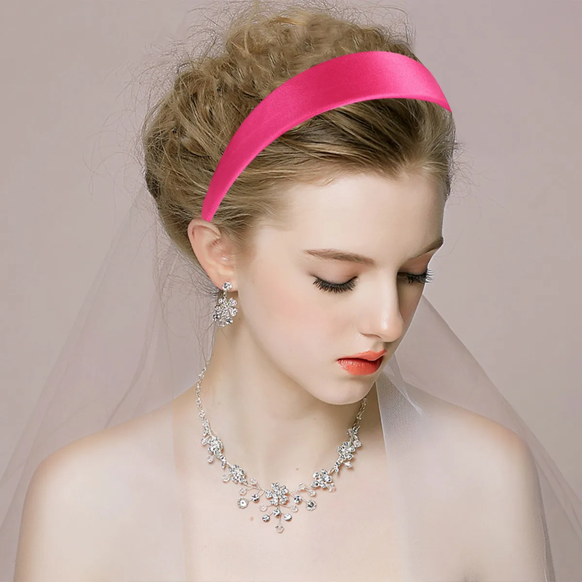 

2Pcs Satin Headb Wide brimmed Hair Accessories Purple Hoops Solid Color Women Girls Elegant Headdress Christmas Party