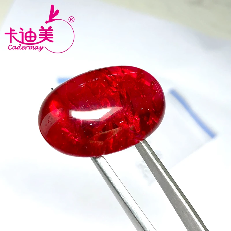 CADERMAY 5# Cab Cut Oval Shape Lab Grown Ruby With Inclusion Loose Stones For Ring Necklace Earring Customized Smart Jewelry DIY