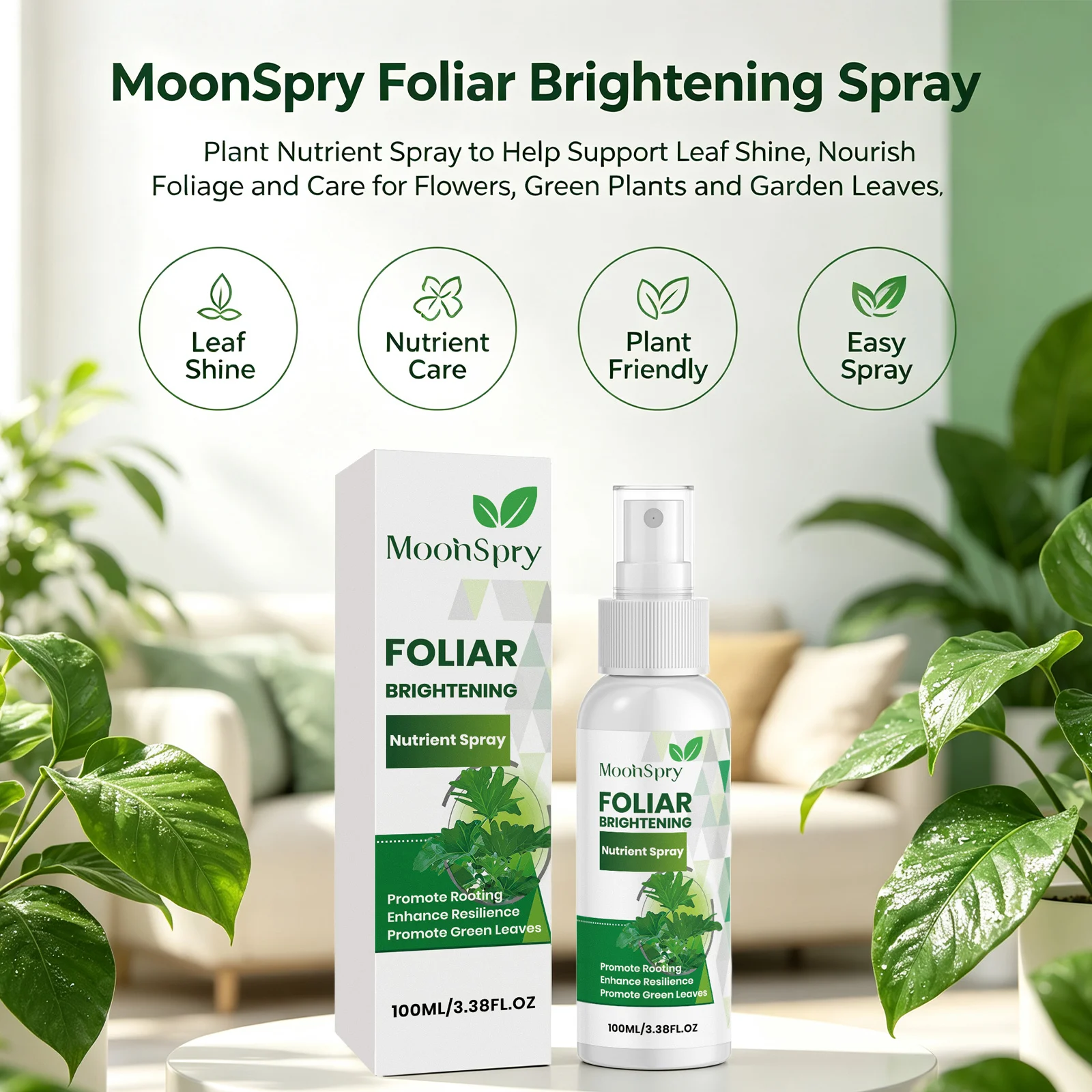 Plant Foliar Brightening Nutrient Spray Promote Nutrient Absorption Boost Leaf Gloss Reduce Yellow Leaves Plant Fertilizer Spray