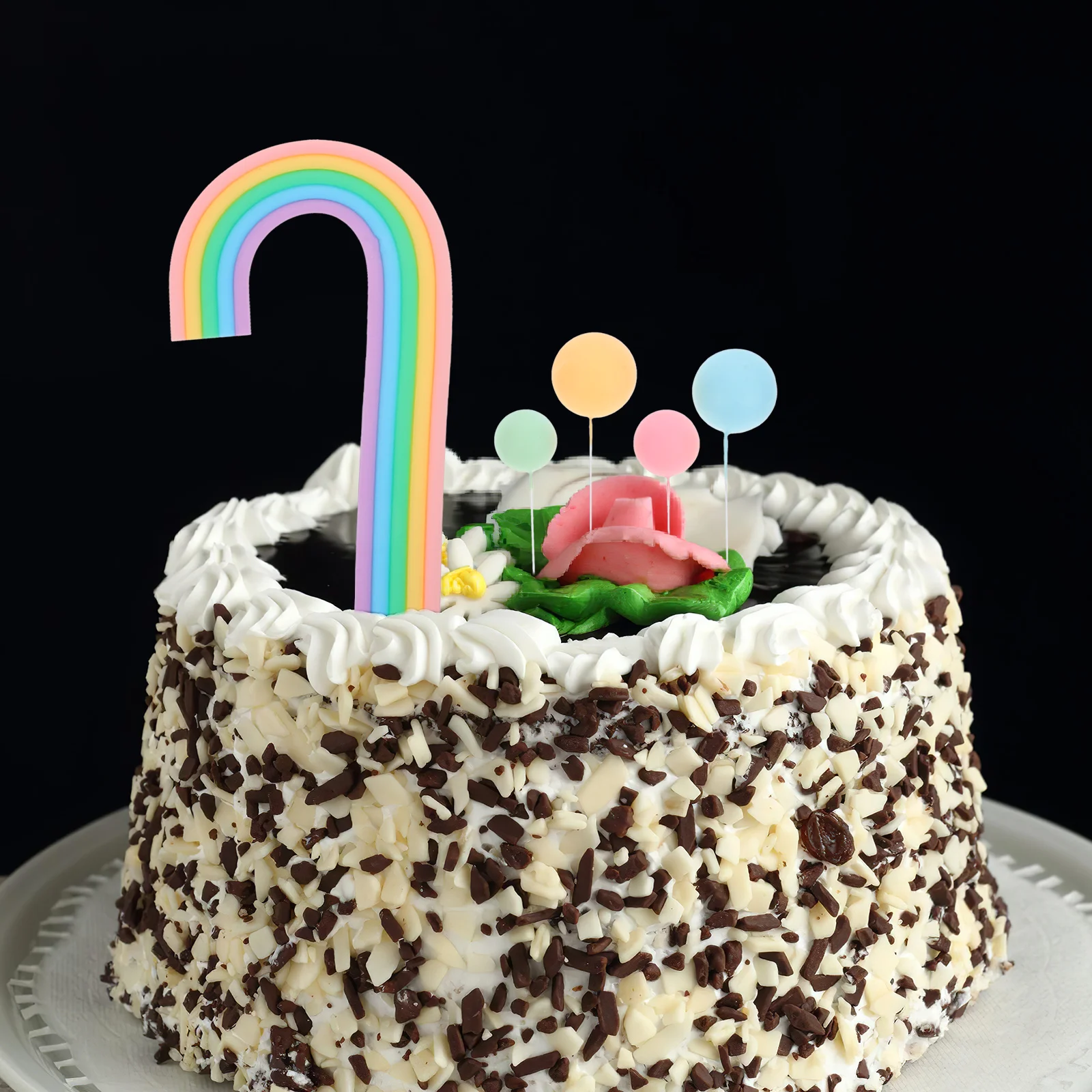 

28pcs Decorations For Birthdays Wedding Celebrations Rainbow Ball Style Toppers Reusable Plastic Cake Inserts Vibrant