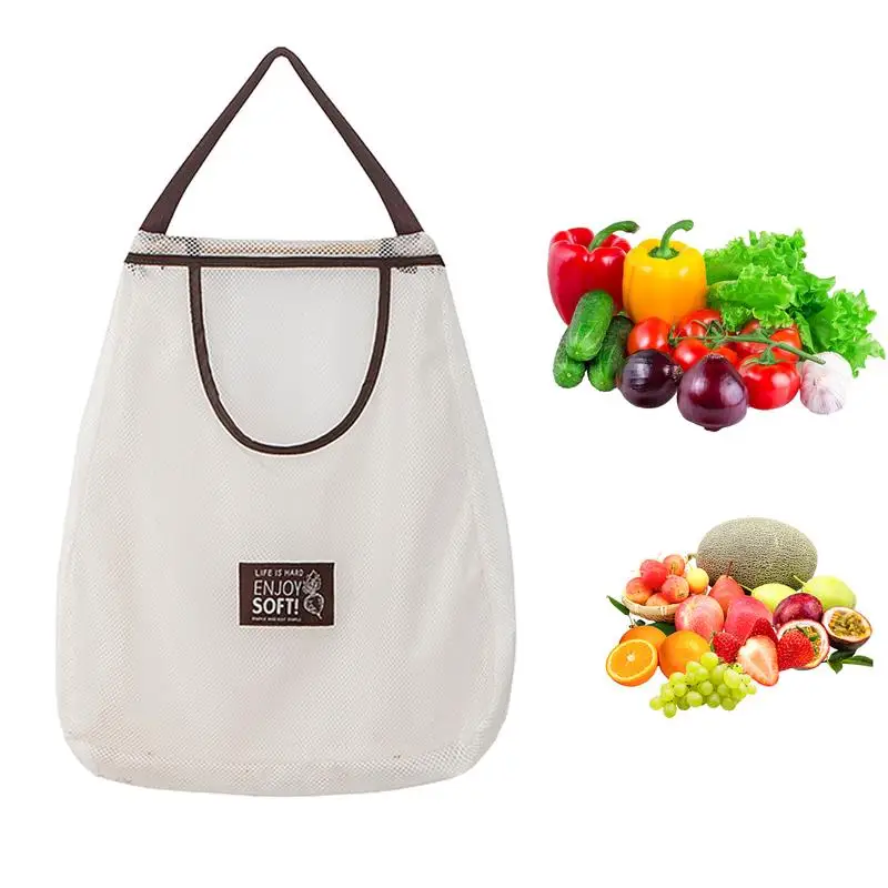 Reusable Kitchen Hanging Mesh Bag Large Capacity Home Fruit Vegetable Storage Net Bag For Ginger Garlic Potatoes Onion Mesh Bag