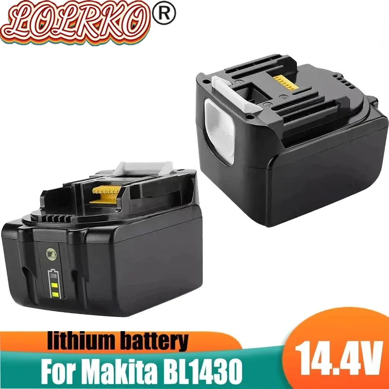 

BL1440 BL1430 14.4V 6000mAh Lithium Cordless Power Tools Rechargeable Battery for Makita BL1415 BL1460 194559-8 BDF343 TD130D