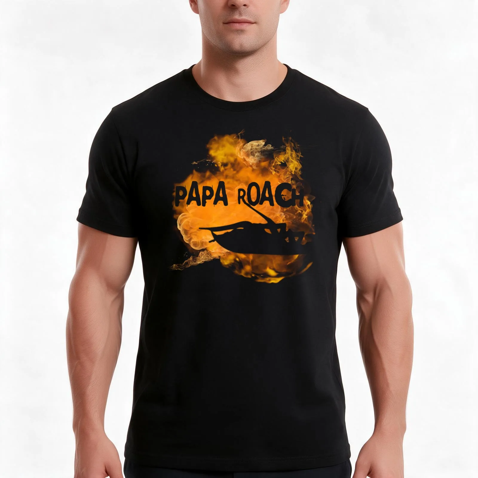 Roach Inferno T-Shirt Summer Casual Cotton Tee Oversized Streetwear Tops Vintage Graphic Print Loose Fit Short Sleeve