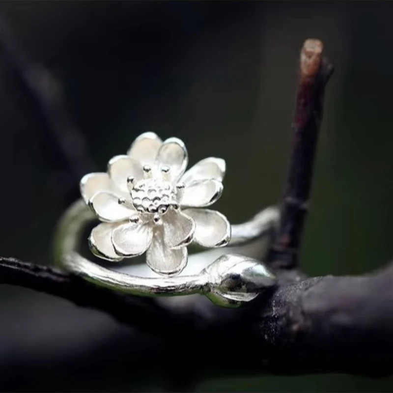 925 Sterling Silver Leaves Open Rings For Women Hypoallergenic Fashion Girl Sterling-silver-jewelry