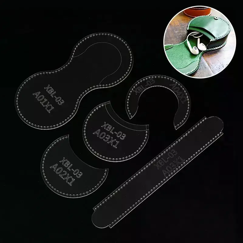 Leather Craft Acrylic Template For Mini Coin Purse Earphone Storage Bags DIY Handmade Sewing Stencil Tool DIY Making Beginners