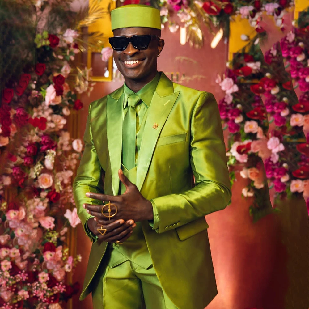 

Glitter Men's Suits Formal Single Breasted Peak Lapel Slim Fit 3 Piece Jacket Pants Vest Elegant Prom Party Outfits Costume