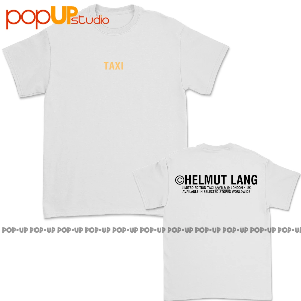 New Streetwear Helmut Tee Lang Mens White Logo Paris Taxi Tee Crew-Neck Short-Sleeve T-Shirt Unisex Size S-3Xl