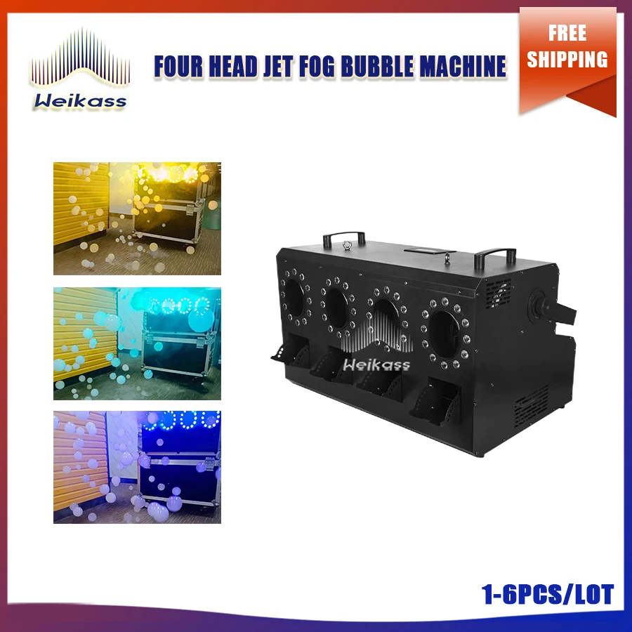 No Tax 1-6Pcs 1500W 24x3W RGB LED 4 Head Jet Smoke Fog Bubble Machine Wireless Remote Control For Party Wedding Christmas Stage