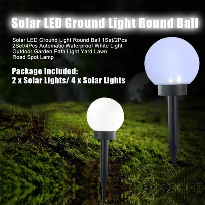 Solar Garden Light Round Ball Bulb Light LED Outdoor Waterproof Landscape Villa Lawn Light Ground Plug Light Garden Decorative