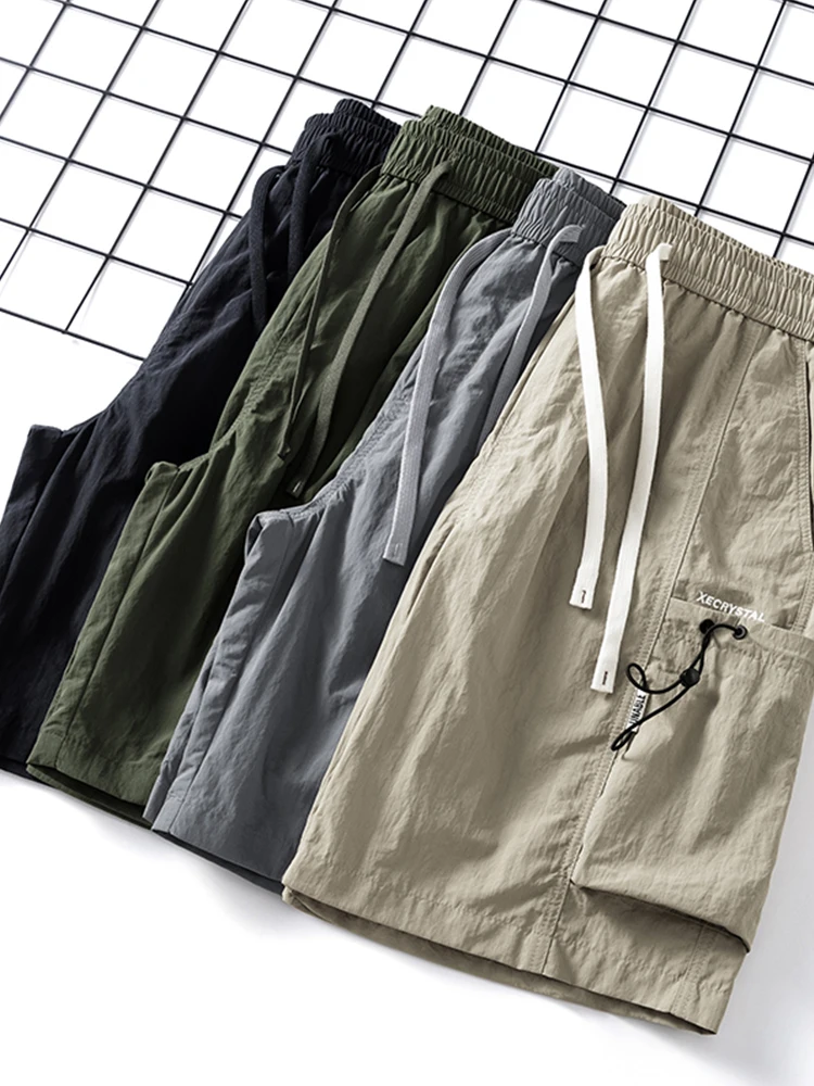 2024 Summer Thin Shorts for Men Cargo Pants Side Pockets Baggy Joggers Bermuda Knee Basketball Short Pant Male M-4XL