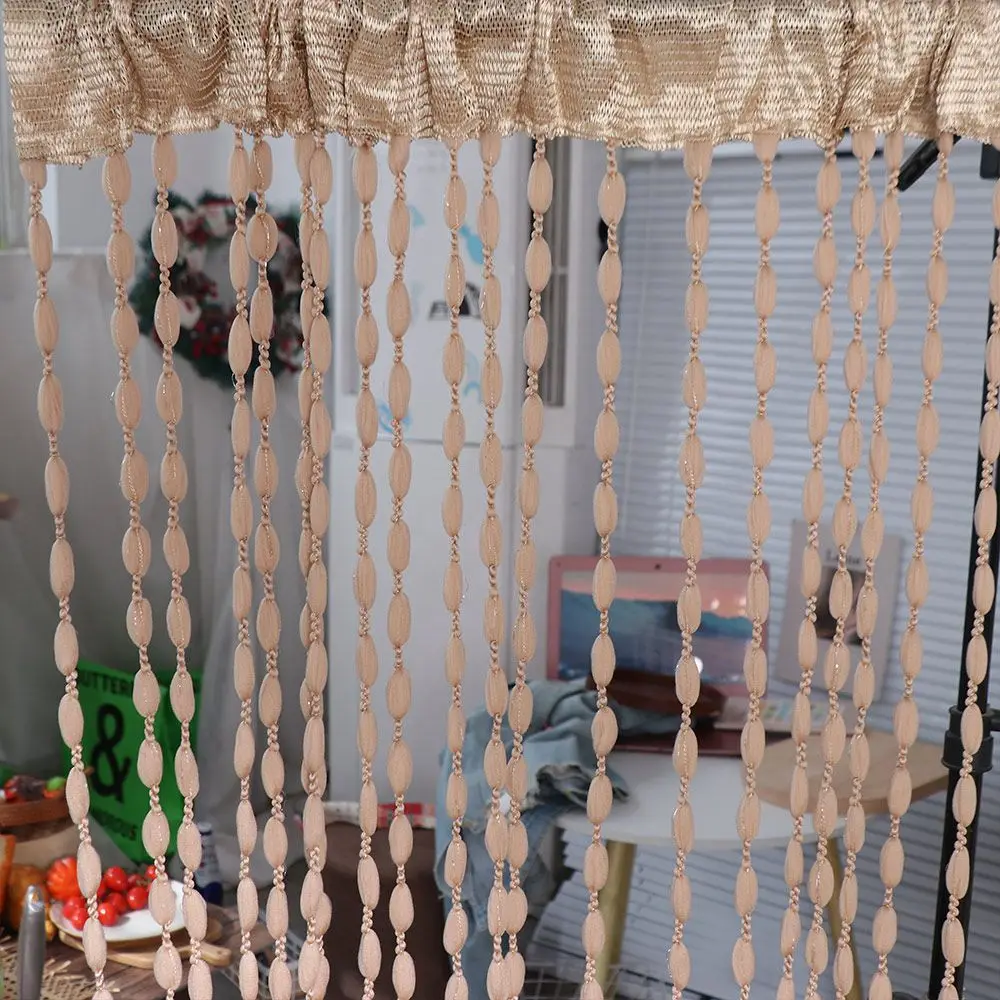 Elegant Door Curtain Beaded String Curtain Solid Color 1*2M Beaded Door Curtain Tassel Tassel Window Curtain Home Decor