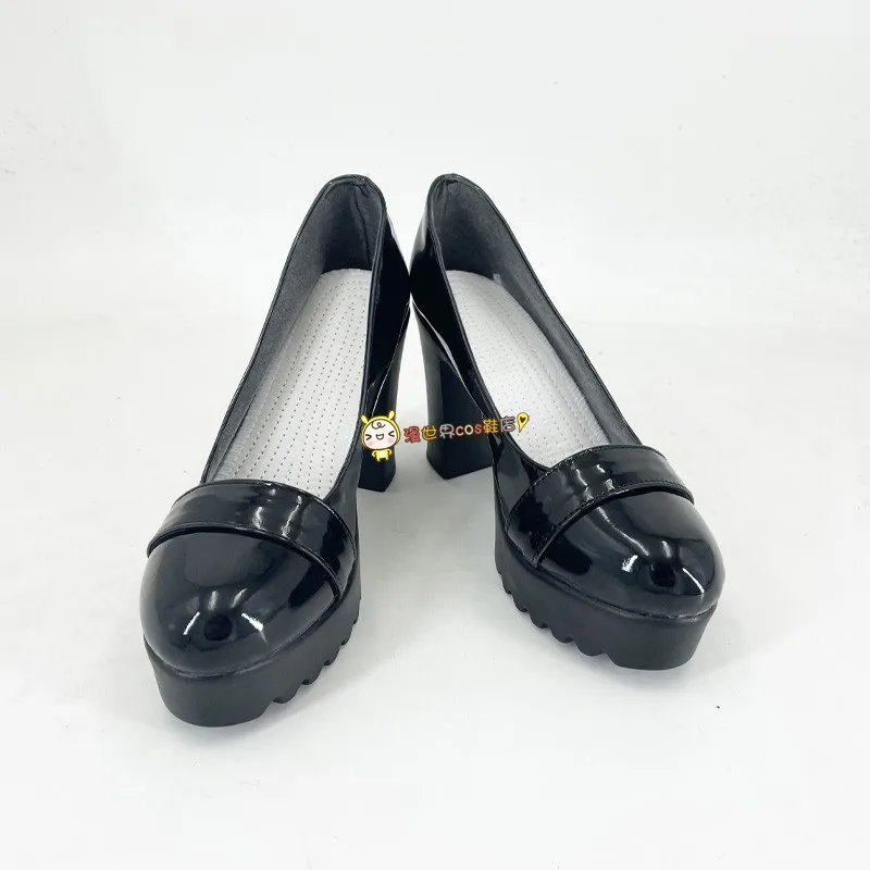 Anime EVA Personaggio Asuka Langley Soryu Scarpe Cosplay Scarpe col tacco alto nere fatte a mano Scarpe da locomotiva in ecopelle